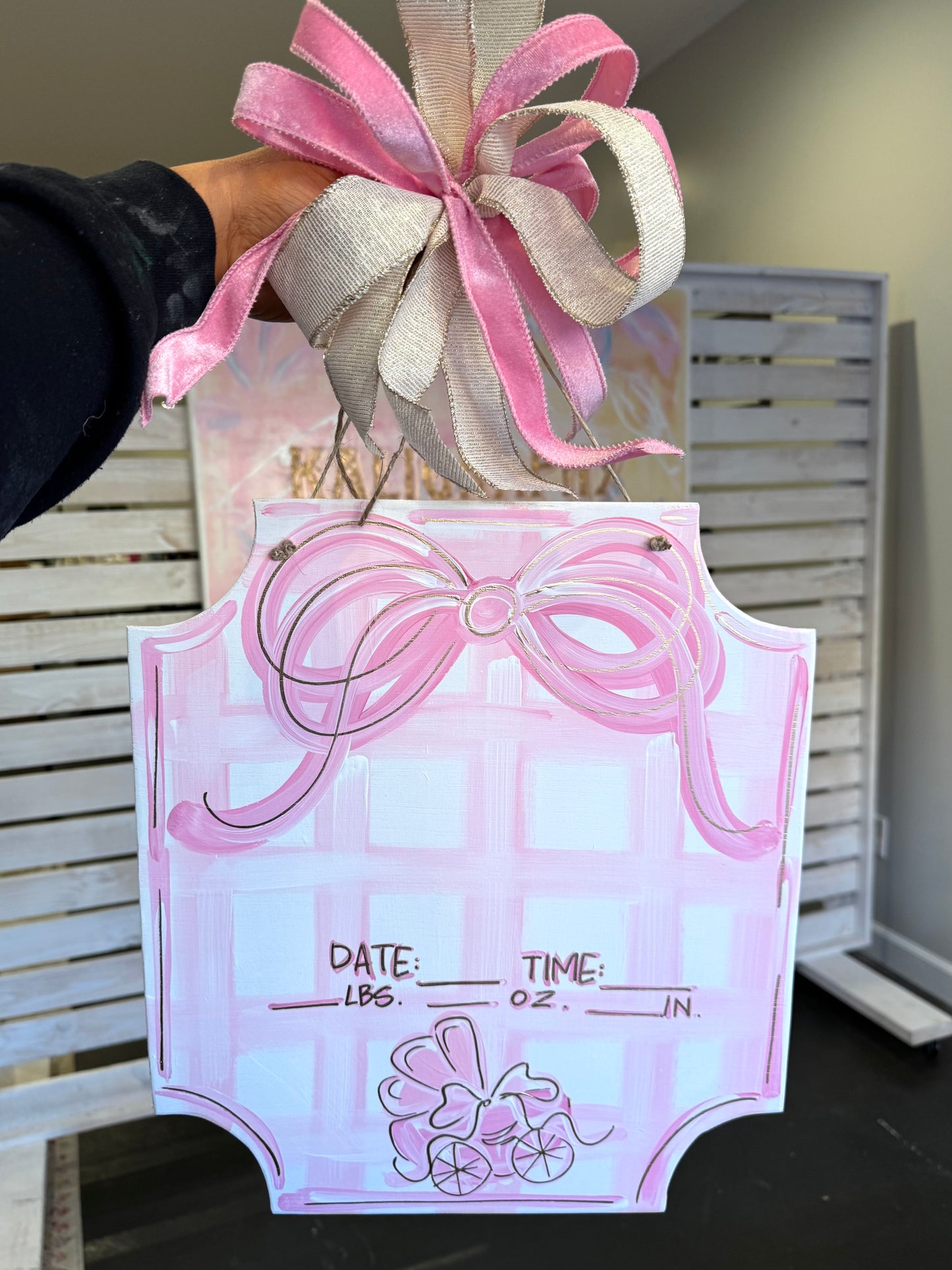 Pink Carriage Birth Announcement