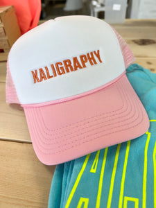Orange on pink Logo Trucker Hat
