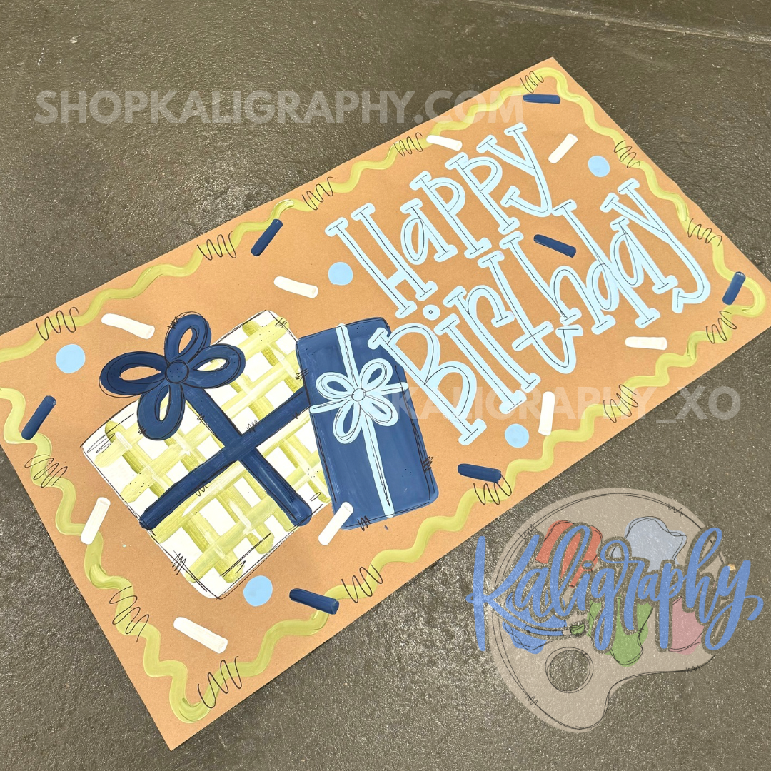 Blue/Green Happy Birthday Banner - READY TO SHIP