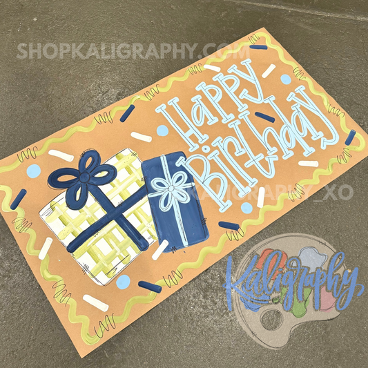 Blue/Green Happy Birthday Banner - READY TO SHIP
