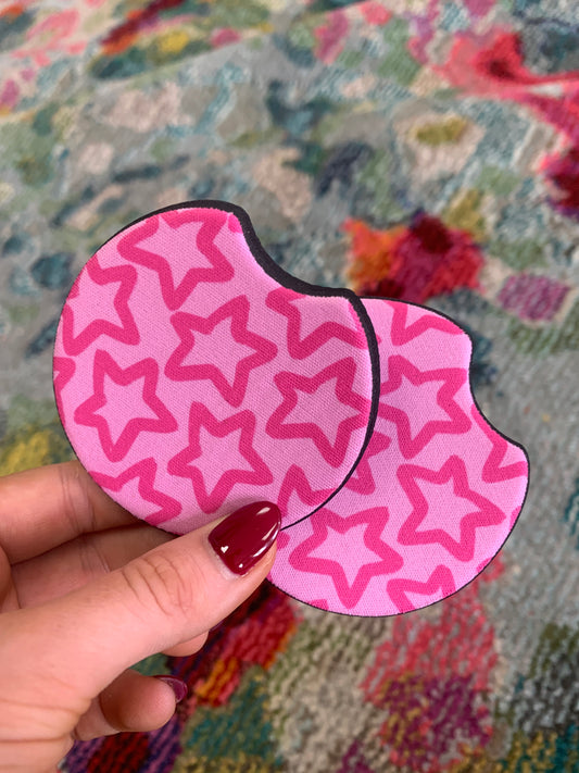 Pink Stars Car Coasters